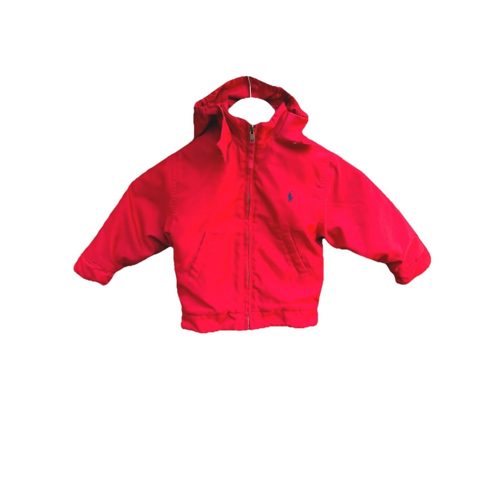 Polo Ralph Lauren Puffer Jacket Baby 24M Red Casual Hooded Warm Toddler Full Zip